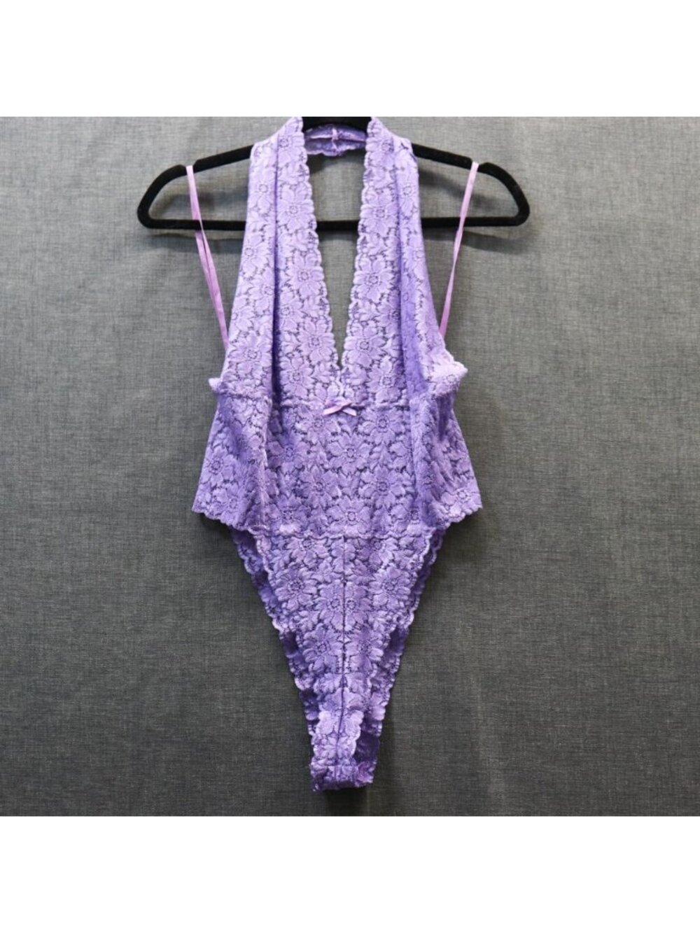 Vintage Victoria's Secret Y2K Lace Halter Bodysuit Dusty Purple NOS NOS Fits M/L